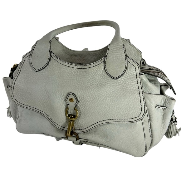 Vintage COLE HAAN white pebbled leather shoulder bag purse multi pockets - Picture 12 of 14